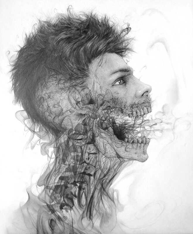 Man with Skull Face — Black