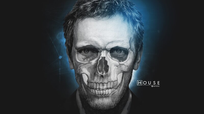 Man with Skull Makeup — Black, Dramatic, Digital Art