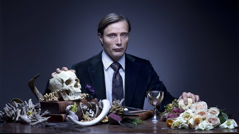 Man with Skull on Table — Black