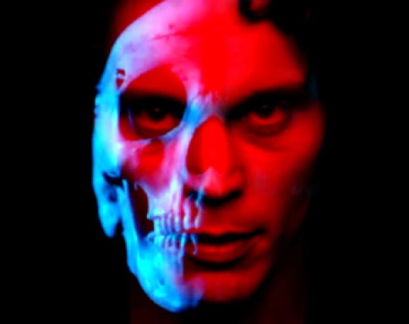 man with skull overlay