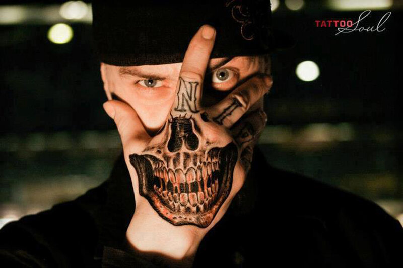 Man with Skull Tattoo — Black