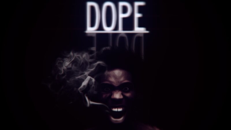 man with smoke and 'dope' text