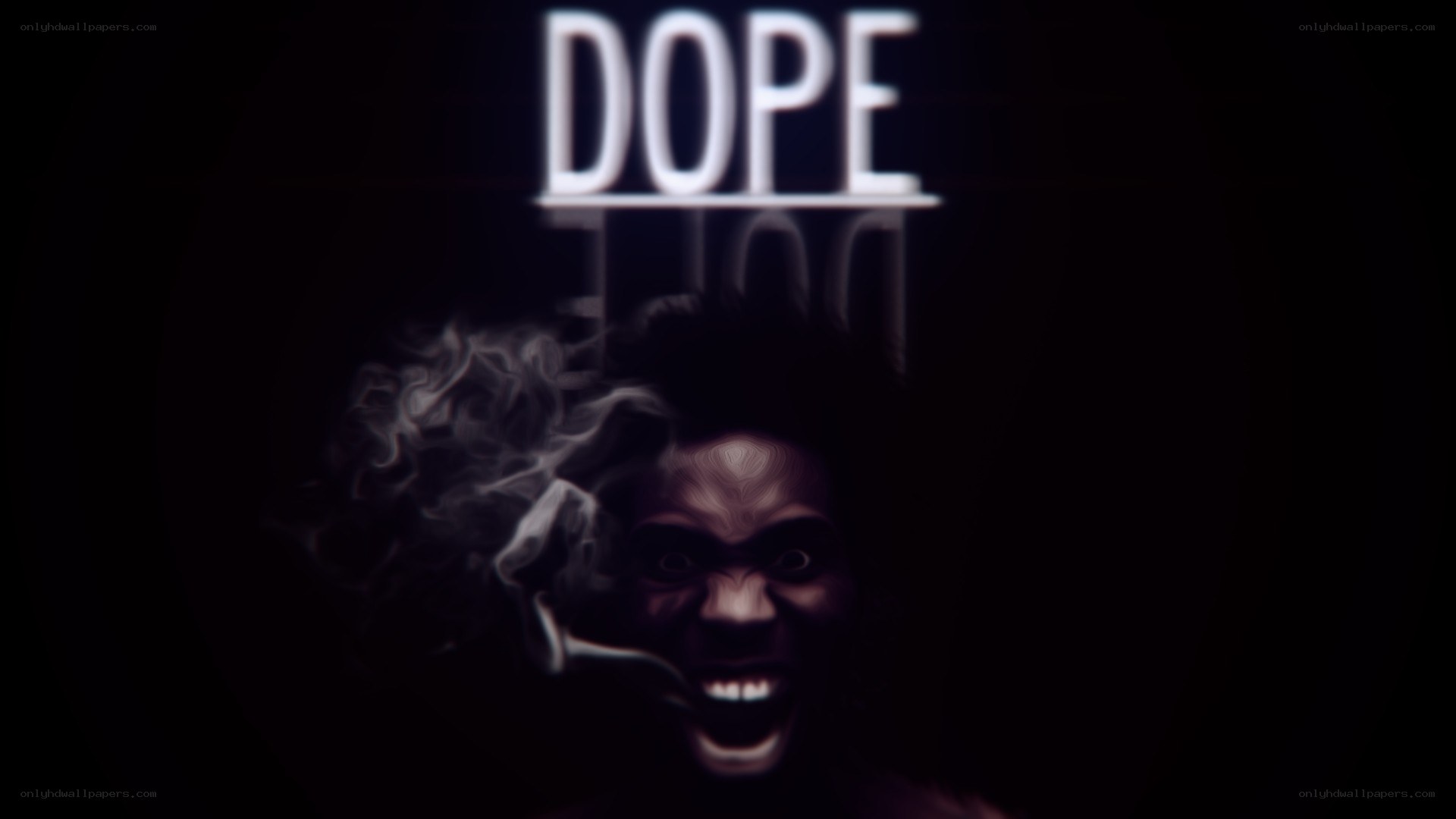man with smoke and 'dope' text