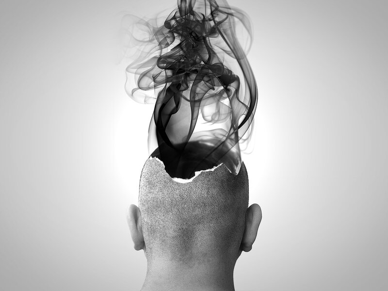 Man with Smoke from Head