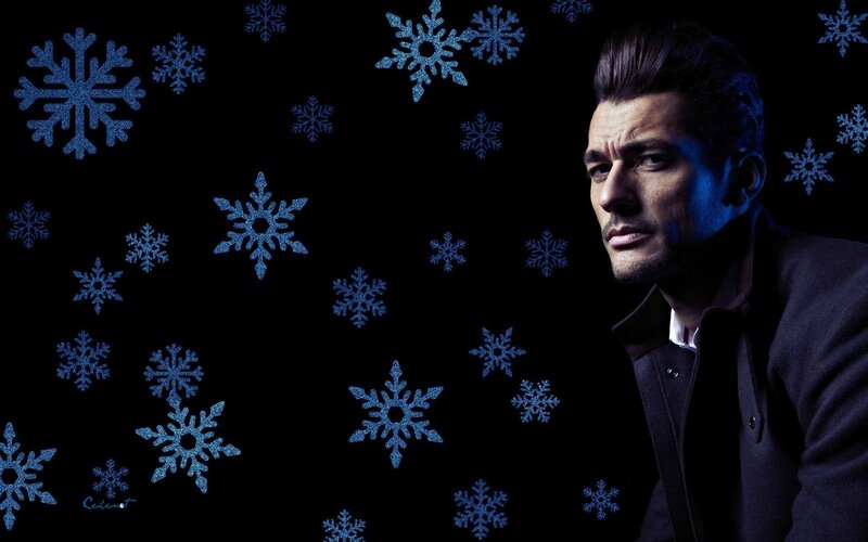Man with Snowflakes