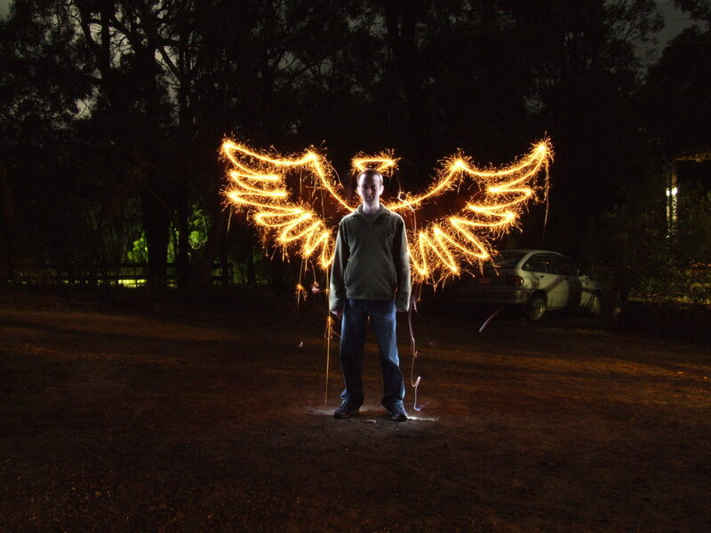 Man with Sparkler Wings