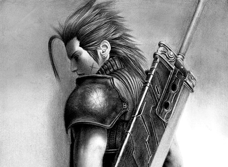 Man with Spiky Hair — Black, Dramatic, Digital Art, Sword