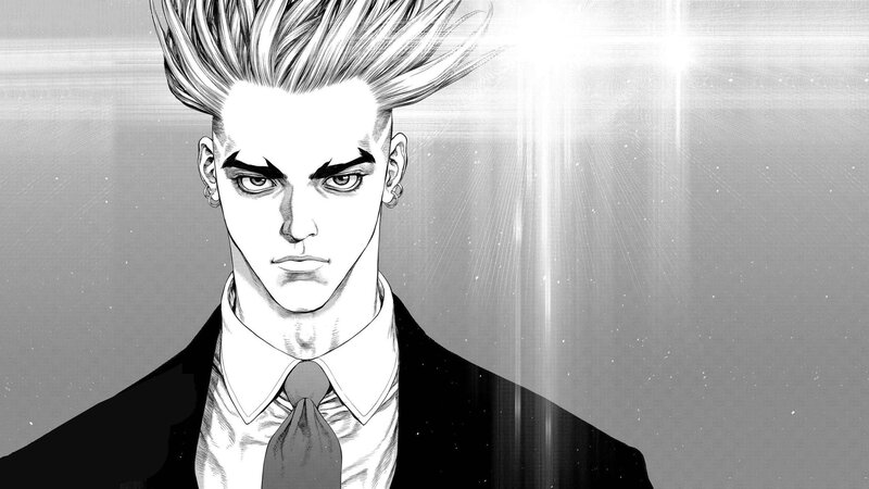 Man with Spiky Hair — Black, Dramatic, Manga, Suit