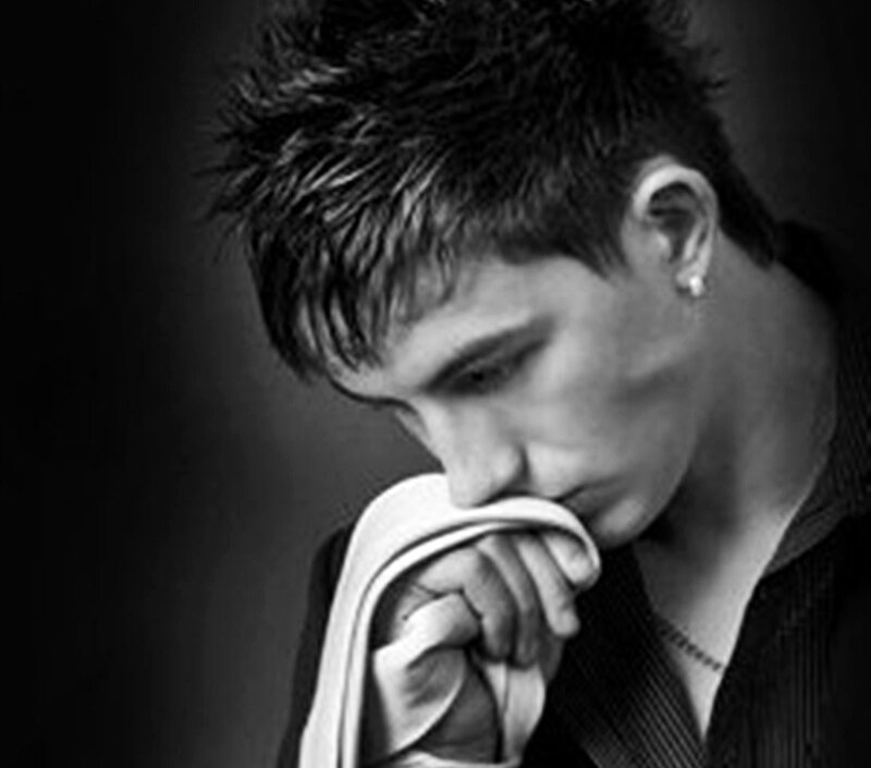 Man with Spiky Hair — Black, Dramatic, Photograph, Earring