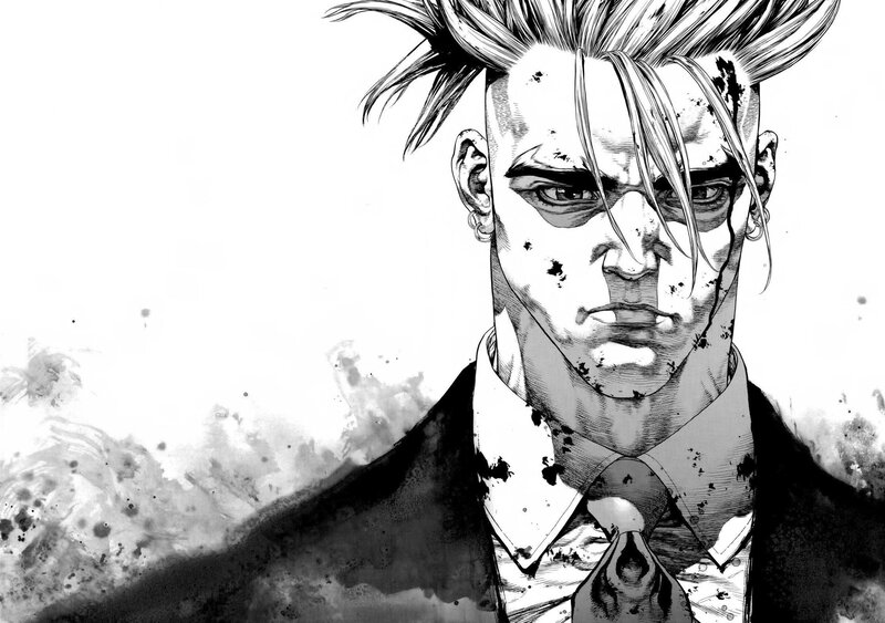 Man with Spiky Hair — Black, Intense