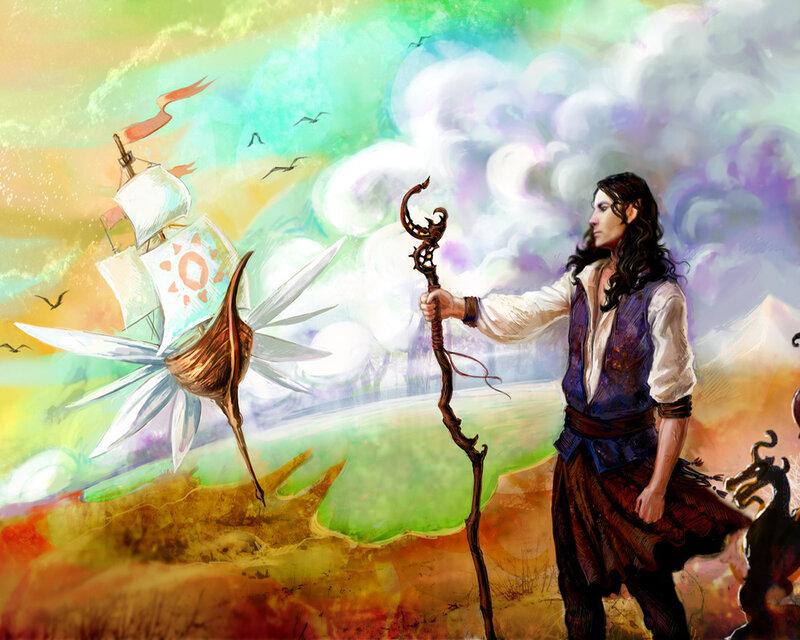 Man with Staff and Ship