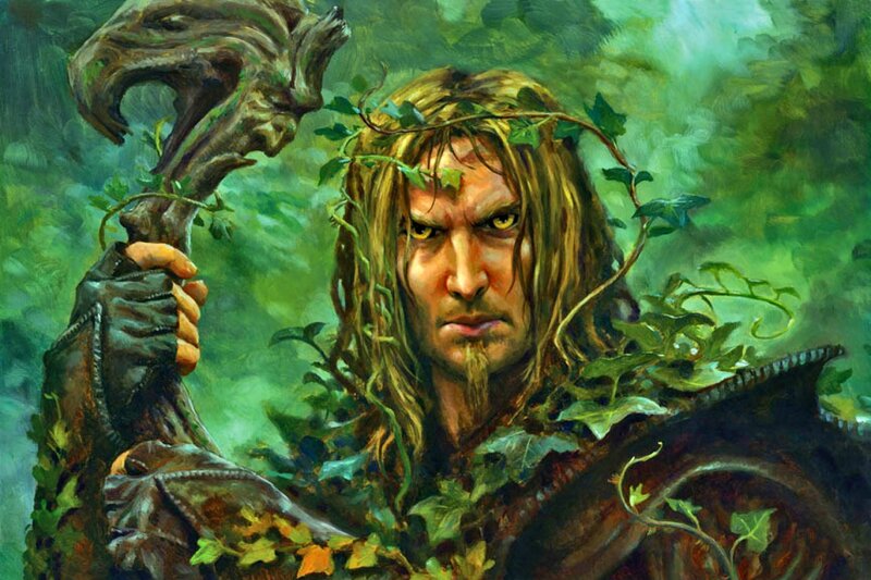 Man with Staff and Vines — Green