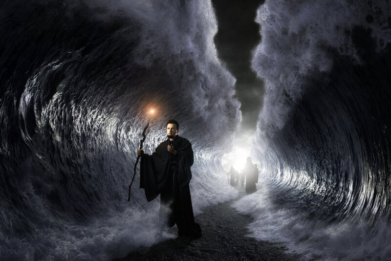 Man with Staff in Tunnel