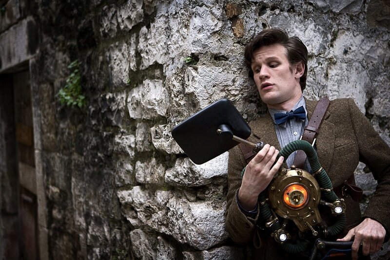 man with steampunk device