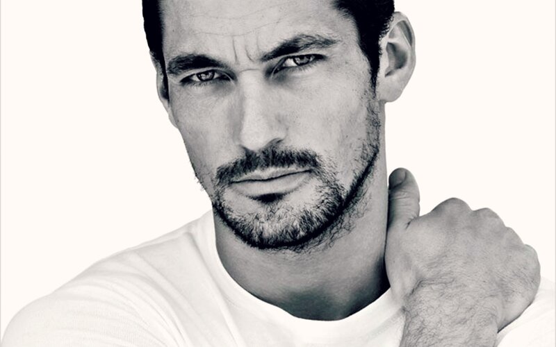 Man with Stubble — Black, Serious, Photograph, White T-shirt