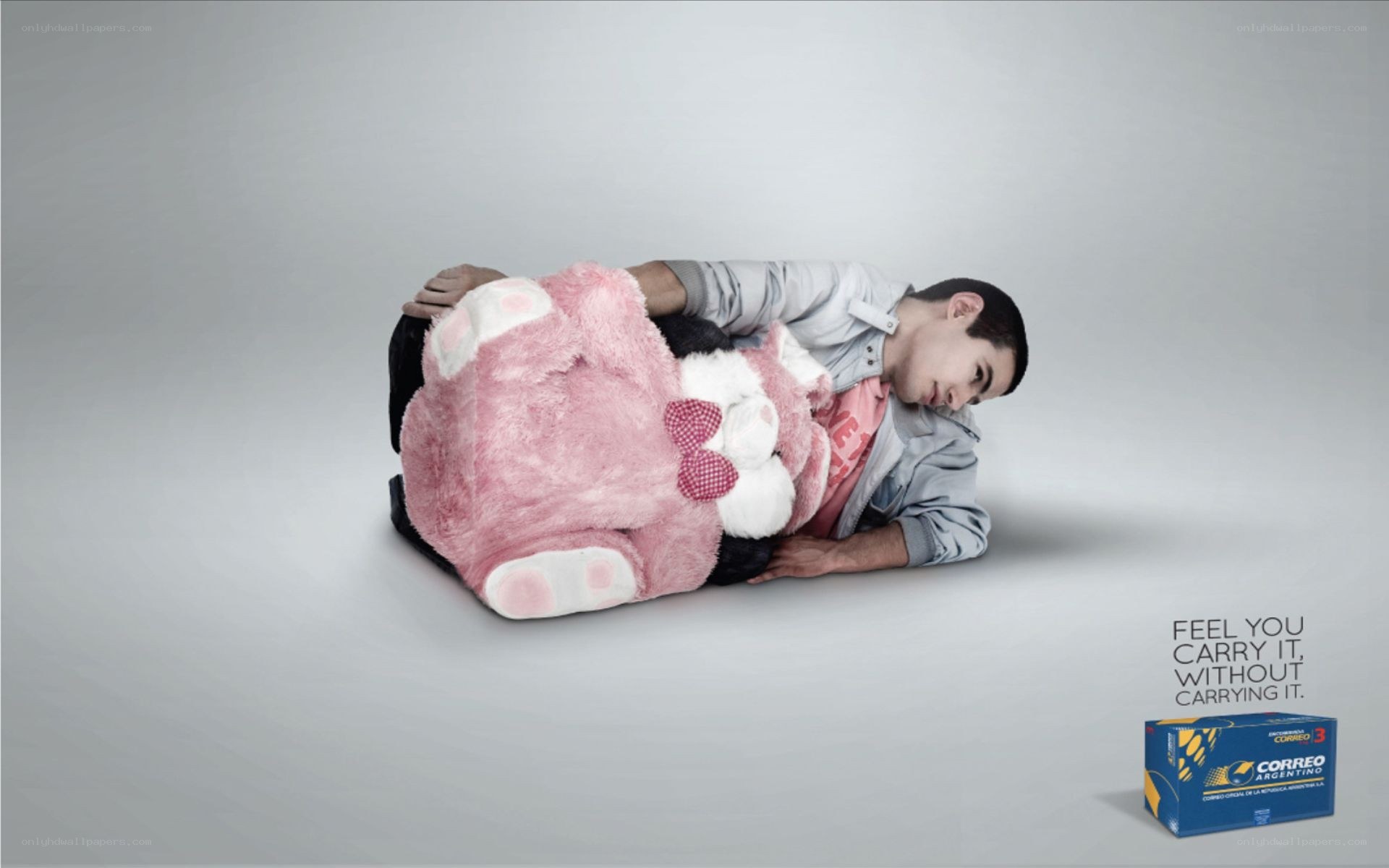 man with stuffed animal
