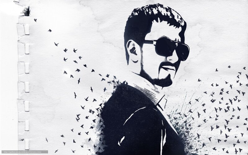 man with sunglasses and birds