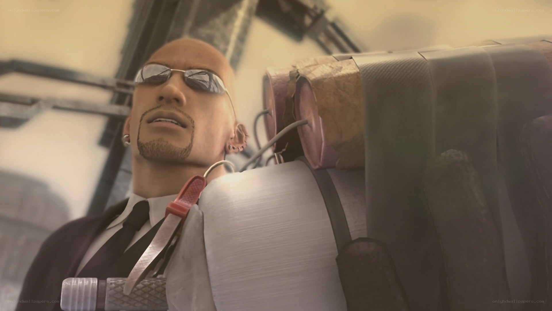 man with sunglasses and bomb