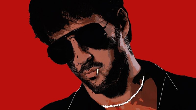 Man with Sunglasses and Cigarette — Red, Dramatic