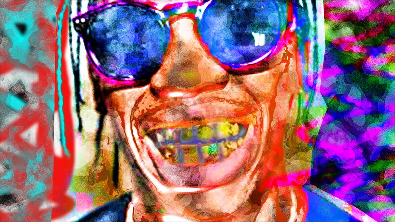 Man with Sunglasses and Grillz — Blue