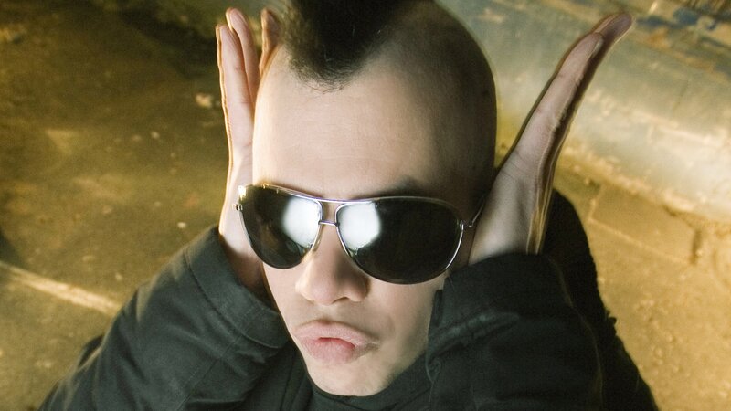 man with sunglasses and mohawk