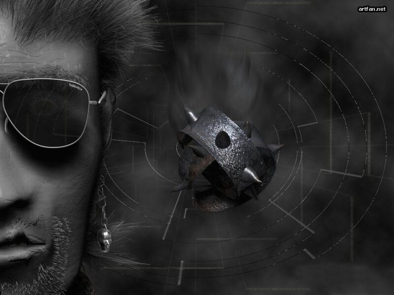 man with sunglasses and spiked ball