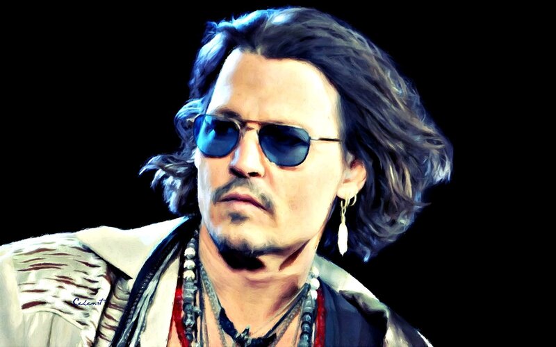 Man with Sunglasses — Black, Dramatic, Digital Art, Necklaces