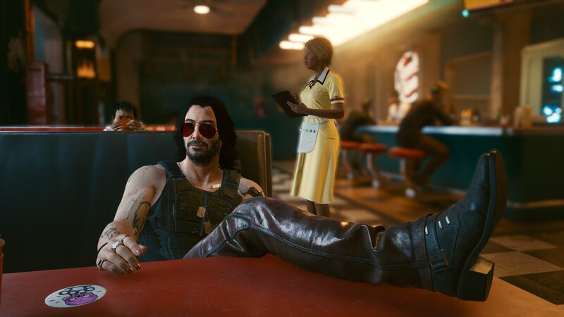 Man with Sunglasses in Diner
