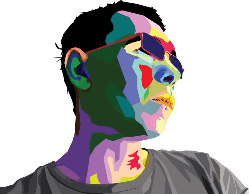 Man with Sunglasses — Purple, Colorful