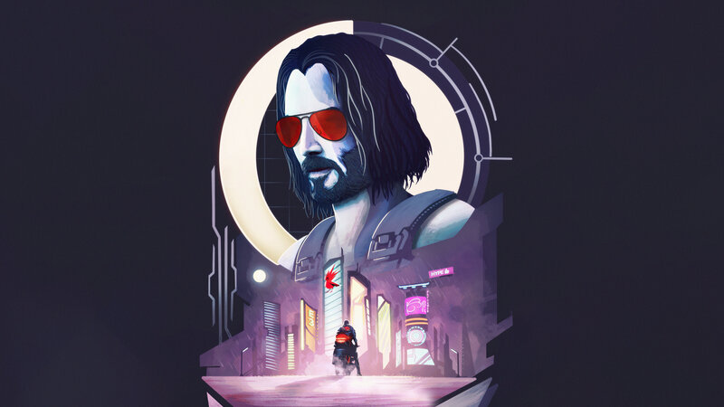 Man with Sunglasses — Purple, Dramatic, Night