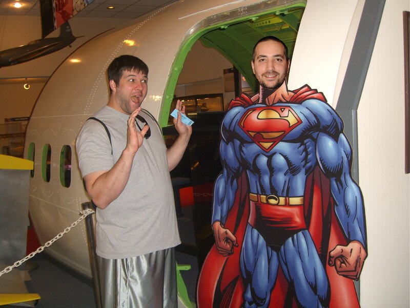 Man with Superman Cutout