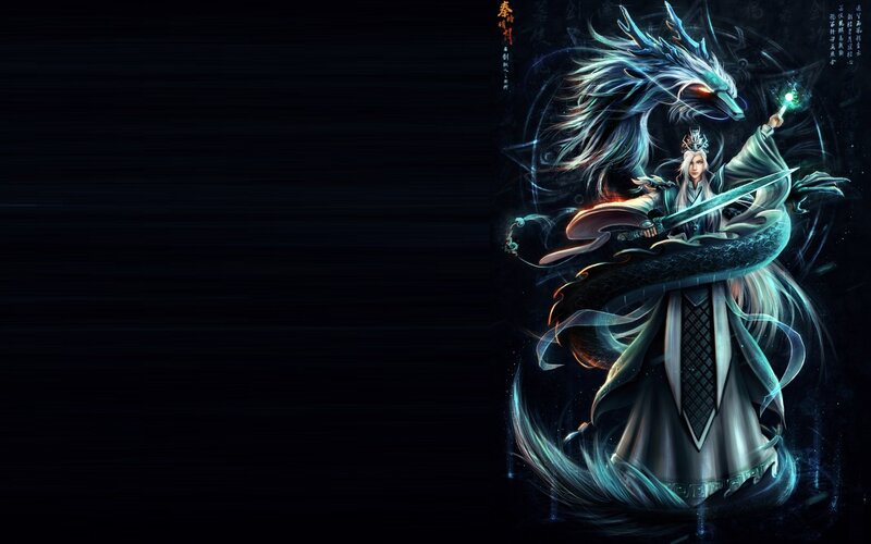 Man with Sword and Dragon — Black