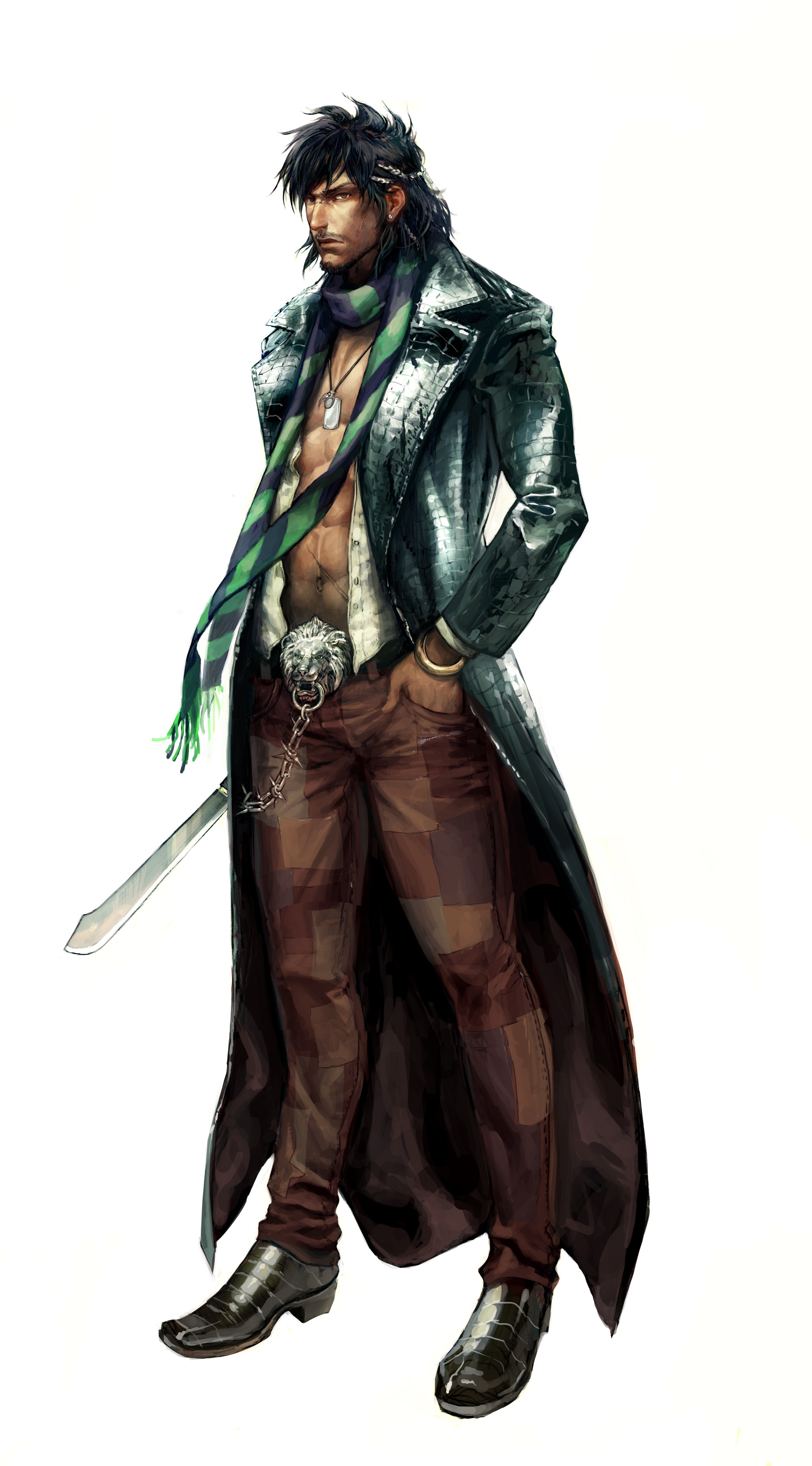 man with sword and long coat