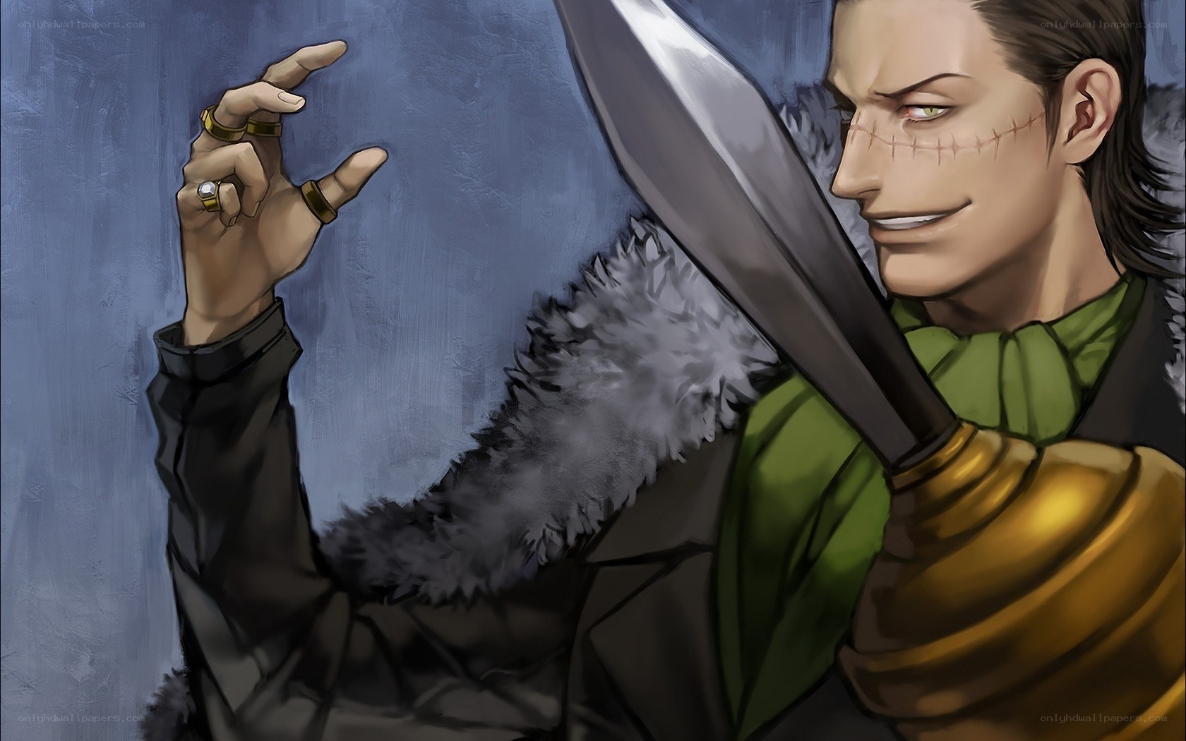 man with sword and scars
