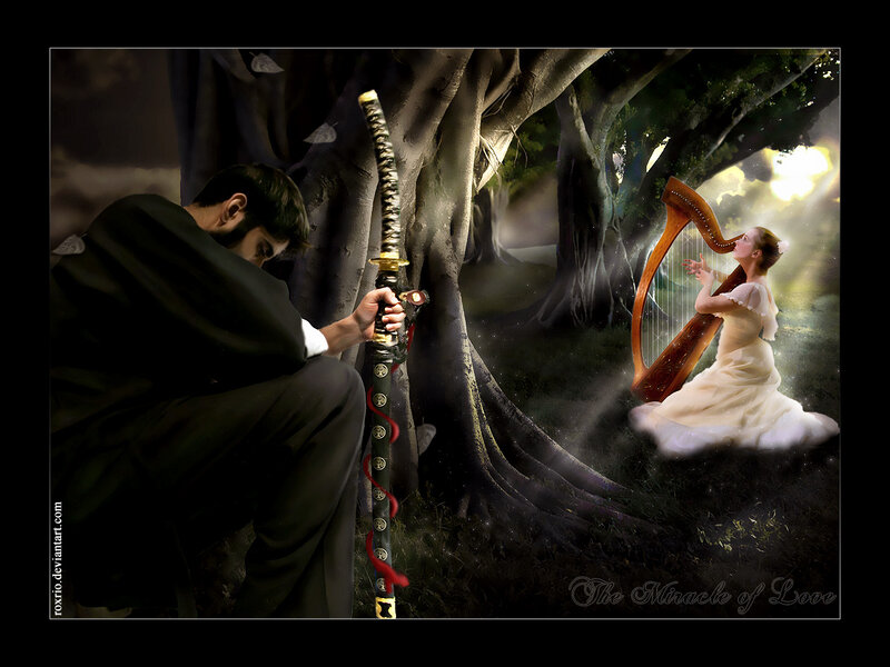 Man with Sword and Woman — Black
