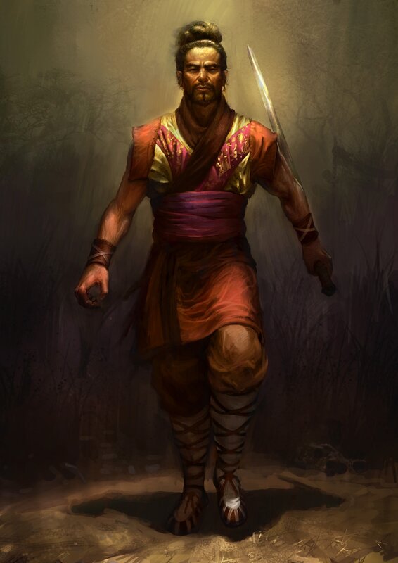 Man with Sword — Brown, Dramatic, Digital Art