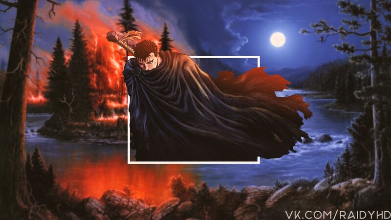 Man with Sword in Forest — Blue, Dramatic
