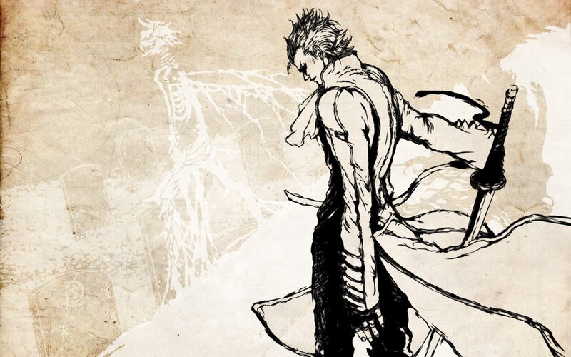 Man with Sword in Graveyard — Black