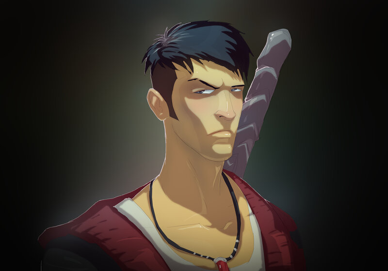 Man with Sword on Back — Black