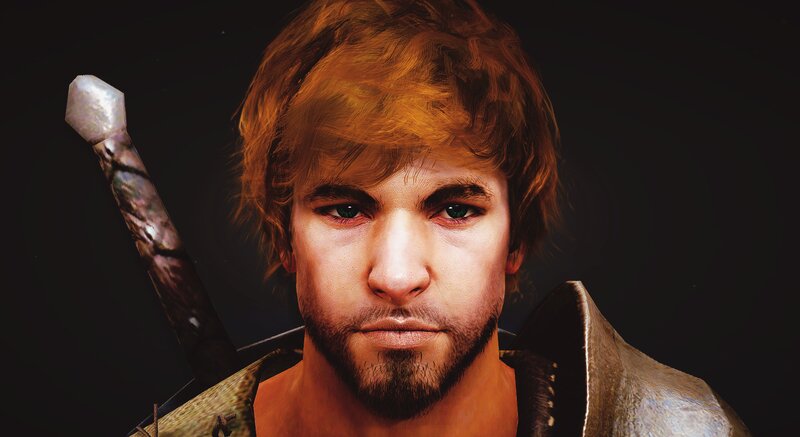 Man with Sword on Back — Brown, Serious, 3d Render