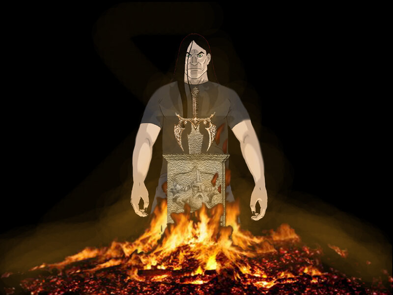 man with sword statue