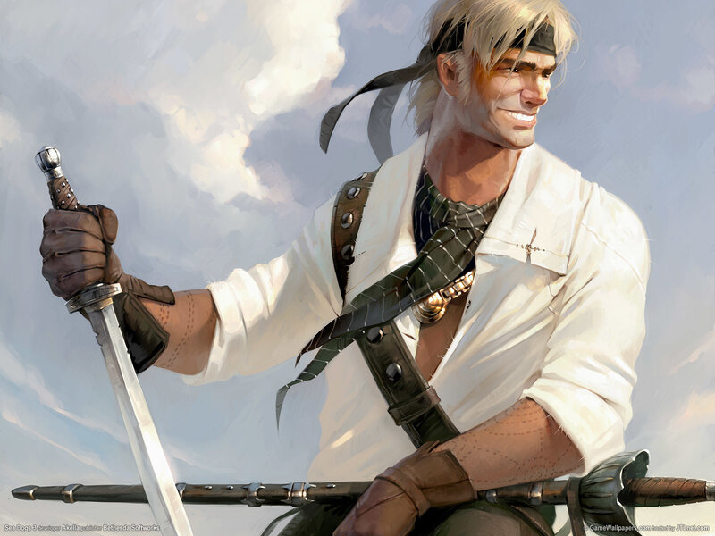 Man with Sword — White