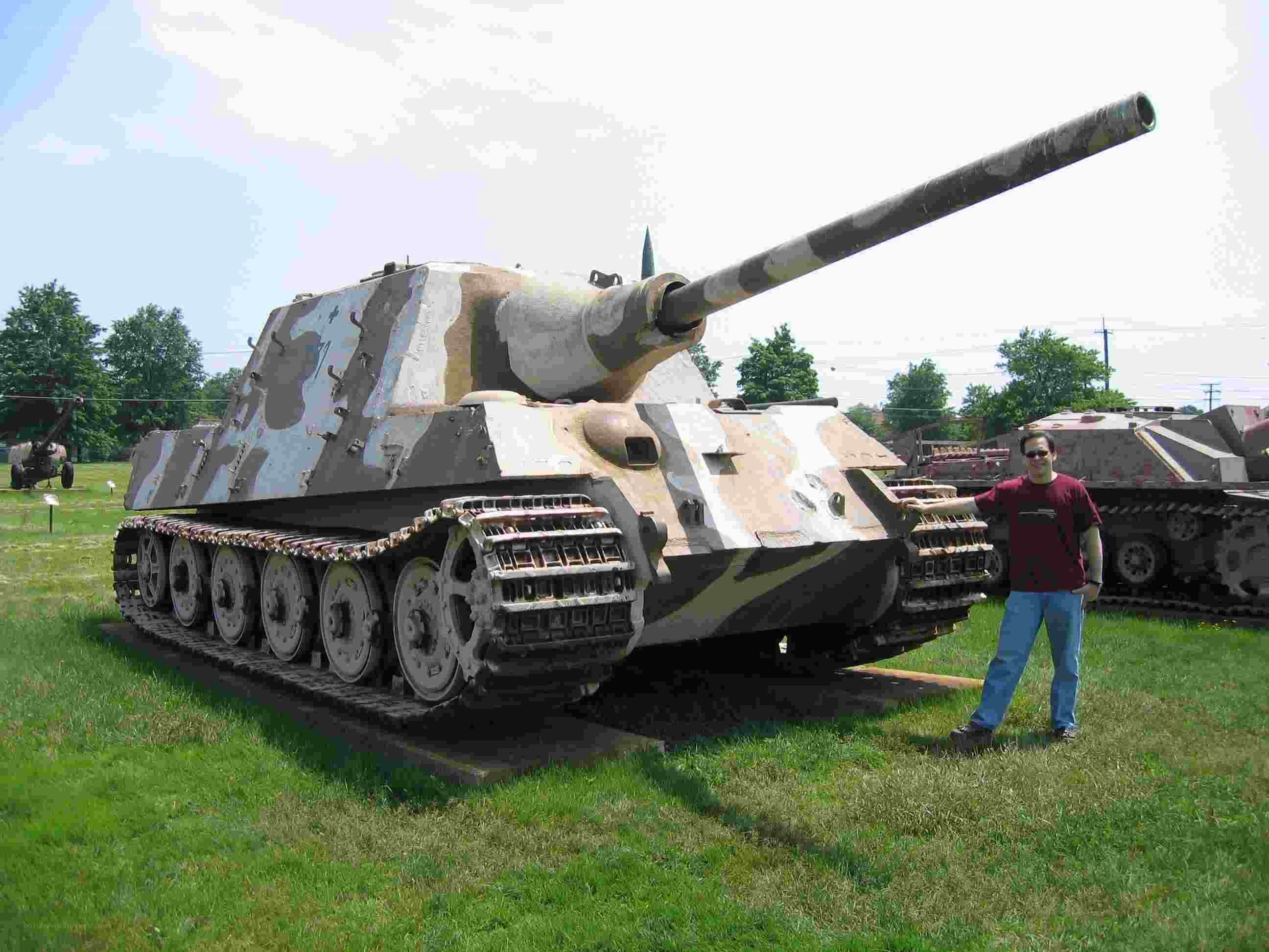 Man with tank on display