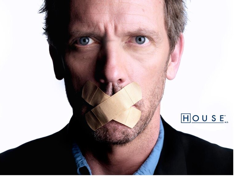 Man with tape over mouth