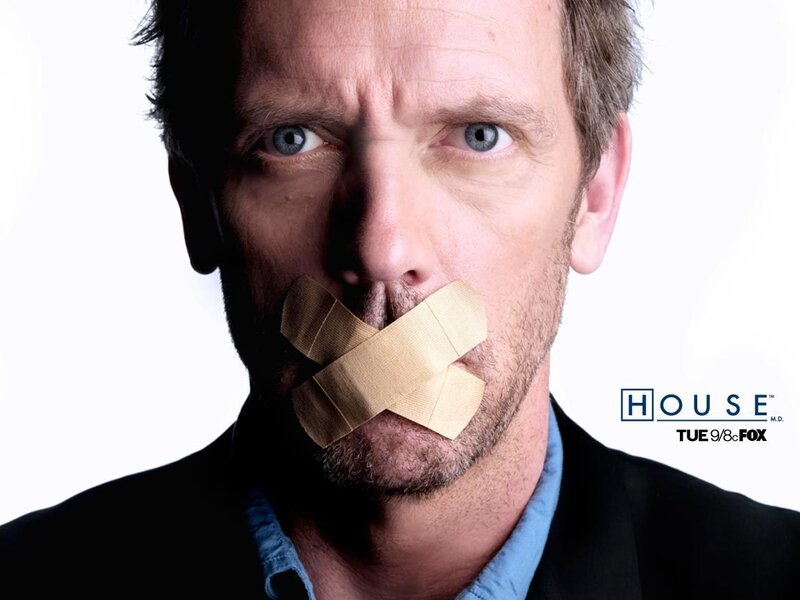 Man with Tape over Mouth — White, Dramatic, Photograph