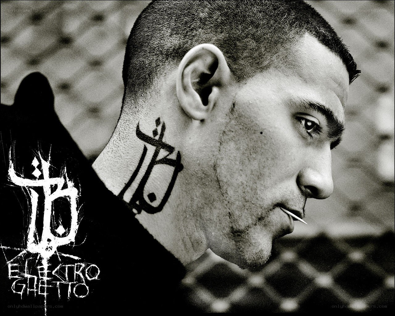 man with tattoo and toothpick