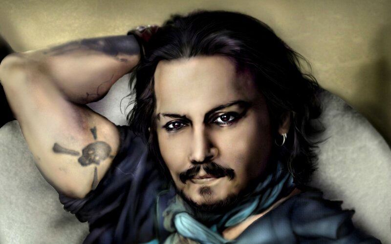 Man with Tattoos — Black, Dramatic, Digital Art, Tattoo