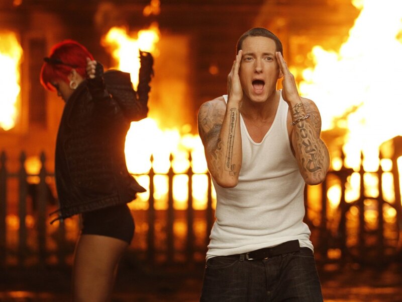 Man with Tattoos in Fire