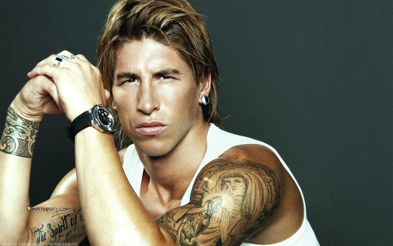 Man with Tattoos — White, Serious