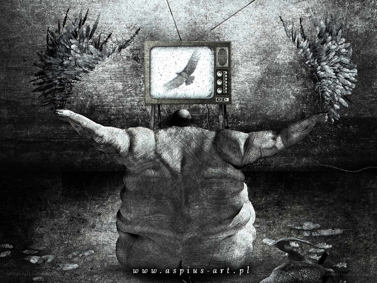 man with television head